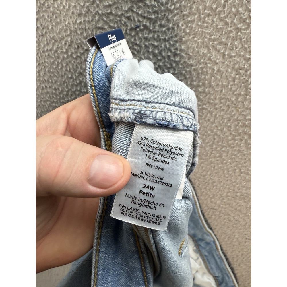 Terra & Sky Jeans Womens 24W Petite Blue Core Straight Stretch Distressed Preppy - Picture 8 of 9